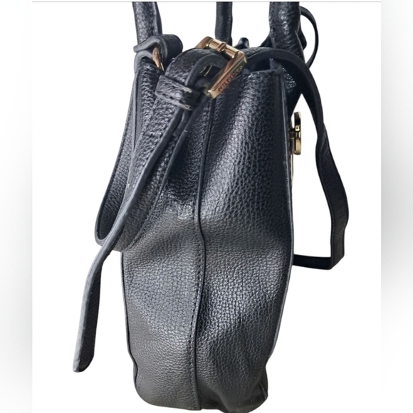 Tommy Hilfiger Black Satchel Shoulder Crossbody Bag | Gold Monogram | Classic - Picture 5 of 16